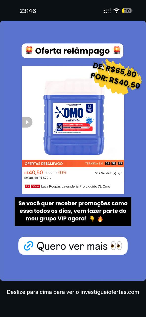 Promoção OMO 7 litros compartilhada no grupo